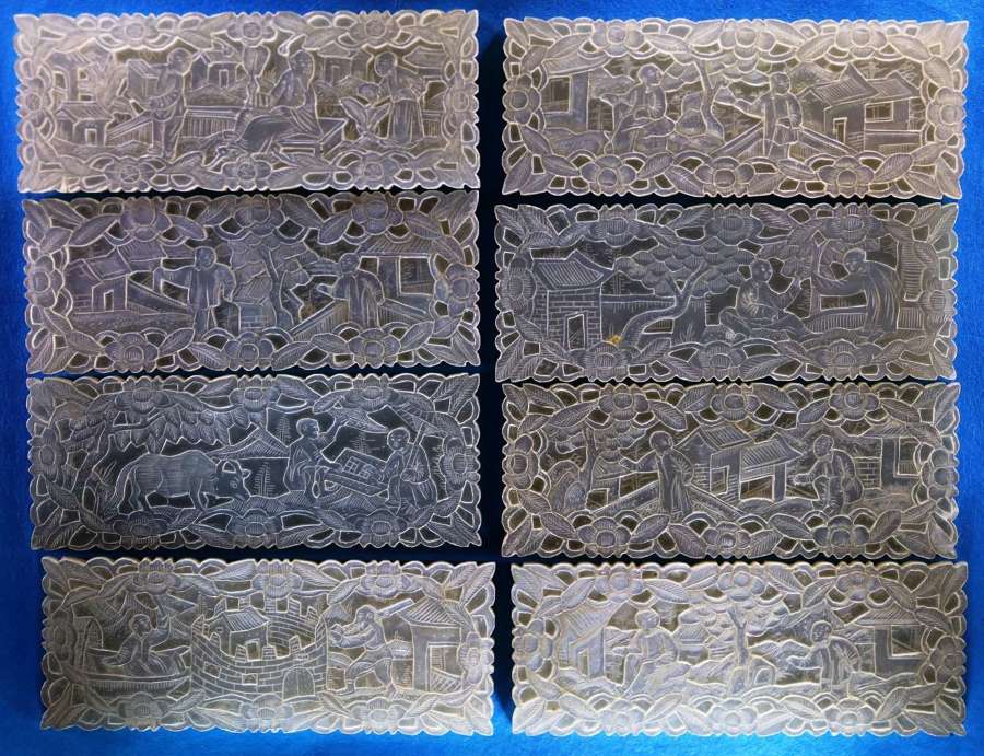 Eight super quality deep-carved counters