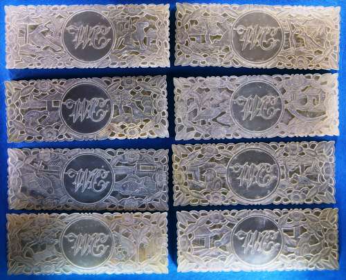 Eight super quality deep-carved counters