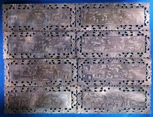 Eight quality  large fretted armorial counters forunidentified family