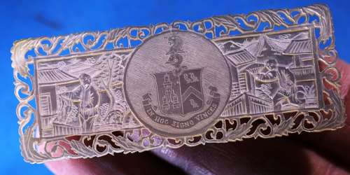 Superb set of three large deep-carved fretted armorials