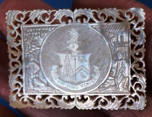 Superb deep-carved fretted armorial!