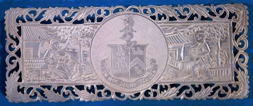 Deep-carved fretted armorial!
