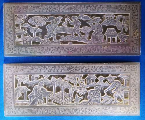 Two top quality large deep-carved counters