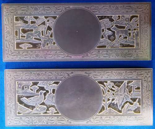 Two top quality large deep-carved counters