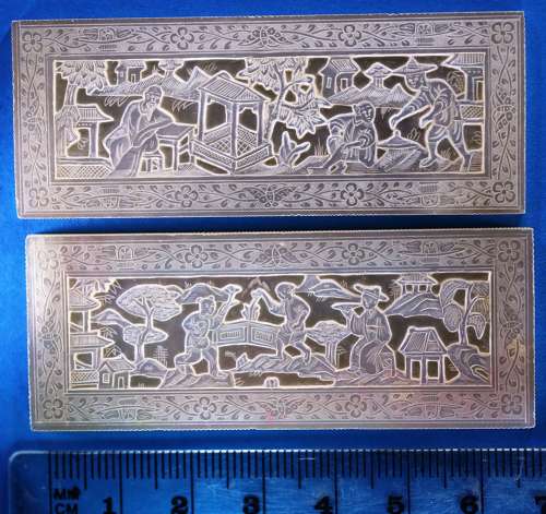 Two top quality large deep-carved counters